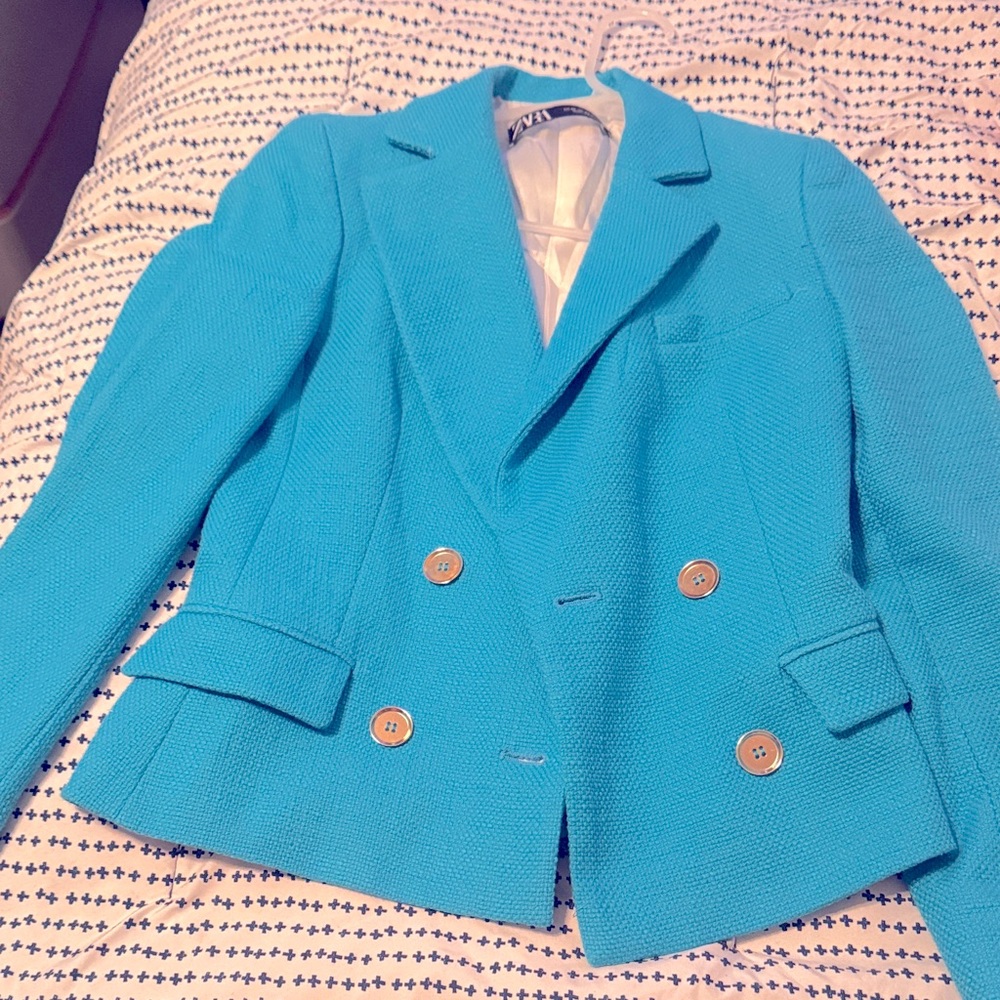 Vibrant Blue Double-Breasted Women's Jacket